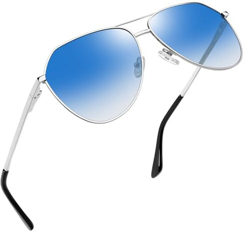 Joopin Occhiali da Sole da Uomo Donna Pilota Polarizzati Protezione UV400 Ultraleggeri Metallo Stile Militare Grande Classico Vintage Occhiali a Goccia per Guida (Blu Sfumato)