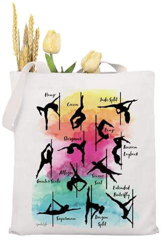 KUIYAI Borsa tote con stampa di pole dance regalo pole dance mosse e pose regalo per amanti della danza
