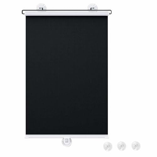 Tenda A Rullo A Ventosa Senza Fili Con Molla,Tende A Rullo Per Finestrini,Tenda Oscurante Per Il Soggiorno,Tenda Termica Avvolgibile Per Camera Da Letto,Sicure Per I Bambini.,Black-40x80cm/16x31in