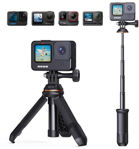 K&F Concept 33.5cm/13.2 Mini Tripod Selfie Stick for Action Camera, Compatible with GoPro Hero 13/12/11/10/9/8/Max, DJI Osmo Action 5/4/3/2/1, Insta360 One R/RS, AKASO EK7000 & Other Action Cameras