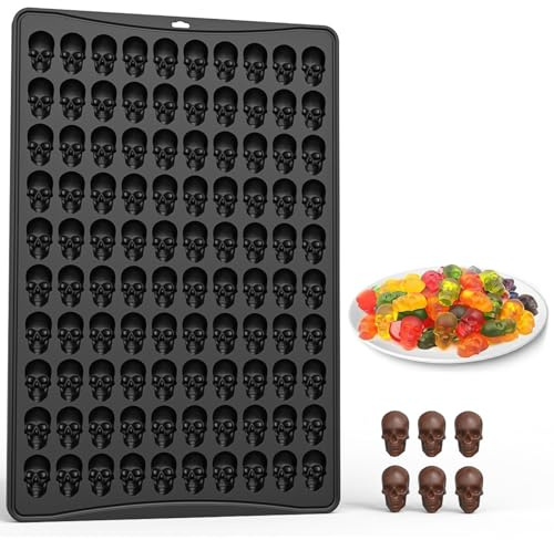 PTaizjjz Halloween-Silikonform,100 Mulden Totenkopf Schokoladenform Silikon | zum Backen, Kekse, Pudding, Gelee, Hundeleckerli