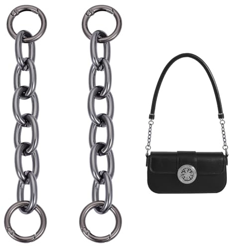 UNICRAFTALE 2 Stück Kurze Taschenketten Geldbörsenriemenver Längerung 15cm Schwarz Handtaschen Verlängerungskette Schulterriemen für Taschen Für Crossbody Schulter Handtaschen Taschen Zubehör