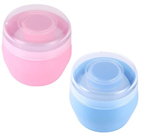 VICASKY Puderquastenbox 2 Stück Aufbewahrungsbox Für Babypuder Kompakter Talkumpuderbehälter Mit Plüschpuderquaste Leicht Auslaufsicher Für Unterwegs