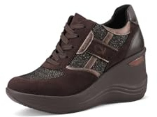 QUEEN HELENA Sneakers Alte Scarpe da Ginnastica con Zeppa Donna X31-39 (X31-40 Marrone, Sistema Taglie Calzature EU, Adulto, Donna, Numero, Media, 38)