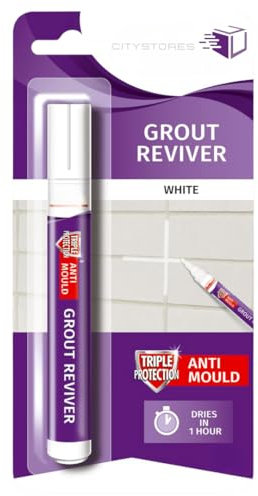 Citystores® UB 5ml White Grout Reviver Pen Tile Grout Whitener for Bathroom & Kitchen Easy to Use Grout Marker Restores Discoloured Joints