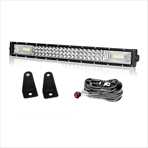 WELLIT Led Arbeitsscheinwerfer 32 Zoll 405W Led Lichtbalken Scheinwerfer Mit Kabelbaum DREI Reihen Zusatzscheinwerfer Light Bar für Traktor Auto 4x4 SUV (32 Zoll 405W)