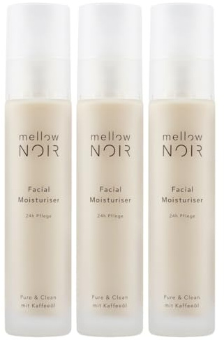 mellow NOIR Facial Moisturiser 3x 50ml Gesichtscreme | 24h Feuchtigkeit, Für Damen & Männer, Vegan, Zertifizierte Naturkosmetik