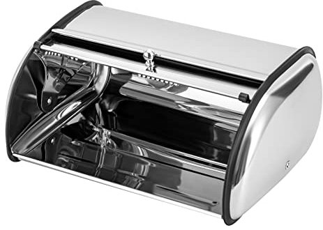 Brotkasten aus Edelstahl Brotbox mit Rolldeckel Aufbewahrungsbox für Brot Brötchen Kekse Aufbewahrungsbox für Brot Brötchen und Kekse Brotbehälter Brotaufbewahrung Rollbrotkasten (34*23*14.5cm)