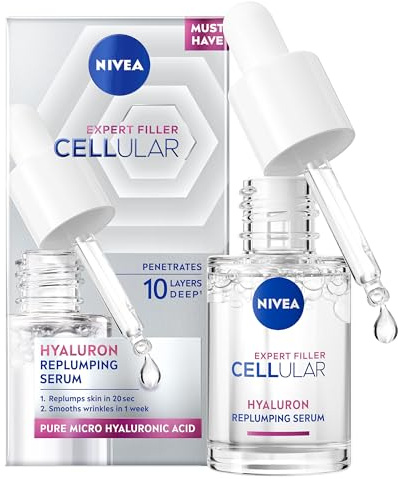 NIVEA Cellular Expert Filler Hyaluron Acid Replumping Serum (15 ml), Anti-Aging Gesichtsserum für sichtbar glattere, hydratisierte und geschmeidige Haut, dermatologisch zugelassenes