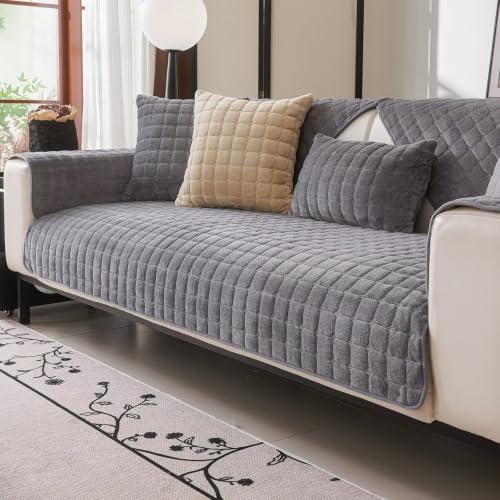 Bettschlange Sofa Überzug L Form, Sofadecken für Sitzfläche, Couch Überzug 1 2 3 4 Sitzer Sofabezug, Sofaschoner rutschfest,Universelle Sofaüberwurf,Ecksofa(F-Dunkelgrau,90x160cm | Couchbezug aus Flanell, maschinenwaschbare Sofaschoner, Sofabezug zum Schutz des Sofas, gegen Kratzer von Katzen und Hunden
