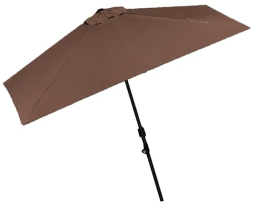 ZIUSFAC Ombrellone da Balcone Rettangolare 2.5×1.3m Ombrellone da Parete Altezza Regolabile Ombrellone da Giardino di Mezza per Contro Una Parete Veranda Finestra(Brown)