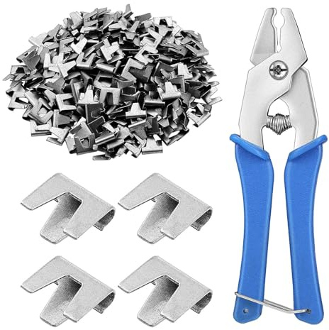 Cage Clip Plier - 300 Pieces Cage Fixing J Clip Tool Clips, Metal Cape for Pets | Mesh Joining Tool, Fence Repair Kit | metal pet cape | net connection tool, fence repair kit
