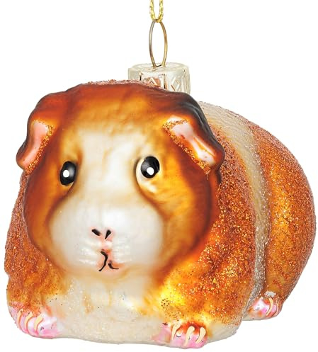 SIKORA Meerschweinchen besondere Weihnachtskugel Glas Christbaumschmuck Deko Figur Weihanchten Anhänger Ornament - Trend Line - BS923