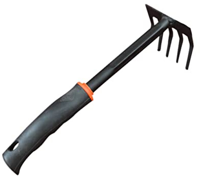 MOTHNUR Rastrillo de Mano Pequeño con Púas para Jardinería Mango Ergonómico Antideslizante para y Airear Huertos y Jardines Pequeños
