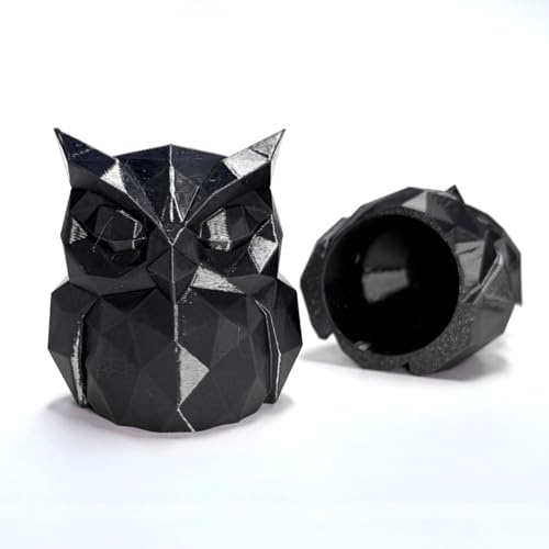 ALOKI Abdeckung für Anhängerkupplung, 50 mm, niedrige Polygon-Eulen-Design, Anhängerkugelabdeckung (schwarz), 3D-gedrucktes Anhängerkupplungszubehör, lustige Schutzhülle für Anhängerkupplung