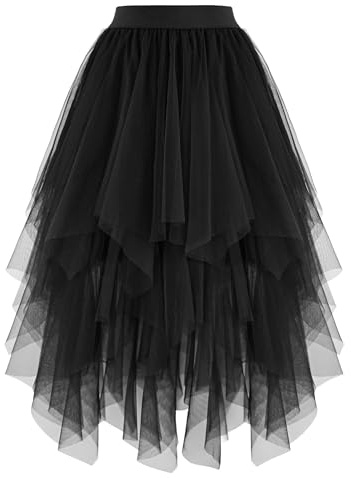 Dressever Damen Unregelmäßiger Mehrschichtiger Tüllrock | A-Linie Hoher Taillierter Rock;Ballett Tutu;Abschlussball Party;Karneval Party Rock;Halloween Netzkleid