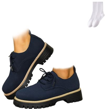 Mocasines gruesos casuales de punta redonda con cordones para mujer, ligeros y cómodos, con plataforma, antideslizantes, para negocios, oficina, trabajo