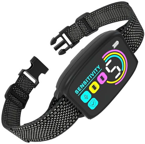 Meloive Collar Antiladridos para Perro,Collar Vibración con 8 Niveles de Sensibilidad Ajustables,4 Modos de Vibración/Fuerte Vibración/Sonido,Resistencia al Agua IP67 y Recargable,Negro