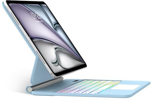 SENGBIRCH Magic Keyboard für iPad Air 13 M4 2026/M3 2025/M2 2024 - Deutsches QWERTZ Layout Tastatur mit hülle, Hintergrundbeleuchtung Multi-Trackpad Tastatur für iPad Pro 12.9 Zoll (6.-3.), Blau
