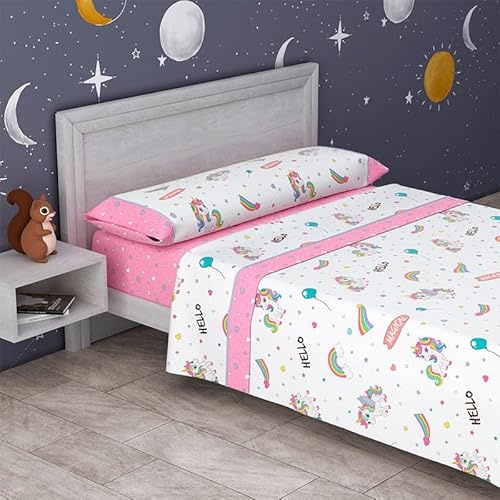 Rufino Díaz Juego Sábanas Verano 3 Piezas Magical (Rosa - 90 cm) - Taco Extra Suave para Adultos e Infantil - Sensación acogedora y de Confort