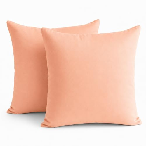 TIN DREAMS FACTORY | Pack de 2 Fundas de Cojín 45x45 cm Melocotón Liso – Desenfundables y Lavables – Almohadones Modernos – Hechas en España – Decoración Hogar, Cama, Sofá, Sillón