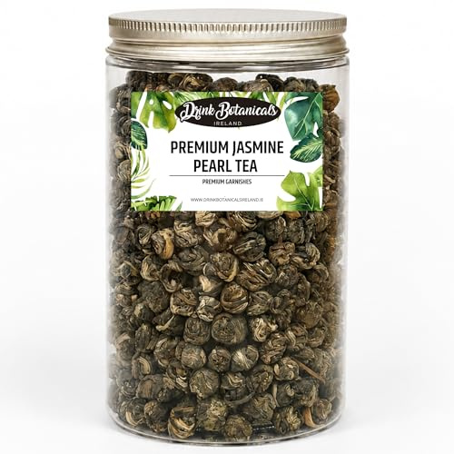 Premium Jasmine Dragon Pearl Green Tea | 100% Natural | 46+ Servings | Long Zhu Green Tea Dragon Pearls | Hand-Rolled Premium Green Tea | 140G, 4.9 Oz | PET Jar | Drink Botanicals Ireland