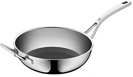 WMF Profi Resist Wokpfanne 28 cm, Wok Mehrschichtmaterial beschichtet, Wabenstruktur, Edelstahlgriff, backofenfest