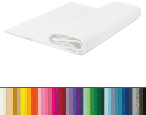 The Felt Store Bastelfilz Meterware (Breite 1,80 m) 1,6 mm dick – weiß, 100% weicher Acryl-Filz, farbintensiver und langlebiger als Polyester, ideal zum Nähen & Basteln mit Kindern