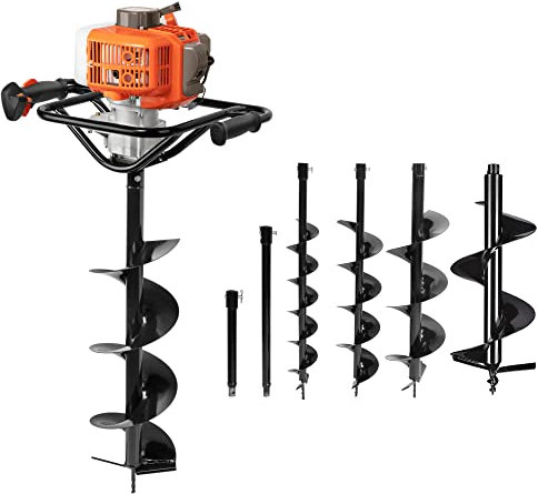 PROYAMA 51.7CC 2 Stroke Gas Post Hole Digger Earth Auger, Ground Drill with 3 bits (4, 6 and 8) + Extention EPA