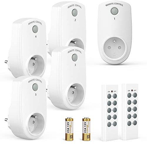Presa Telecomandata, 5 Prese Telecomandate E 2 Telecomandi, 2300W 30M Controllo Dnte (5 Prese+2 Telecomandi)