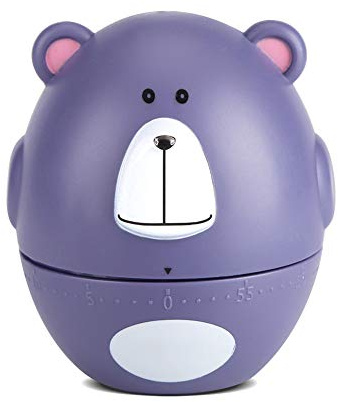 Timer,Kücchentimer Eieruhr Nette Karikatur Tierform Küchen Timer mechanische 55 Minuten(Lila Bär)