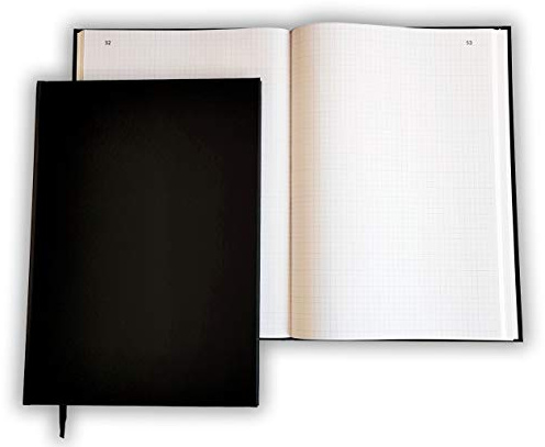 UTTSCHEID Registro folioteado Vertical numerado 30 x 21,5 cm - 100 páginas - Cubierta negra - Cuadrilado - Pequeños azulejos - Calidad Premium