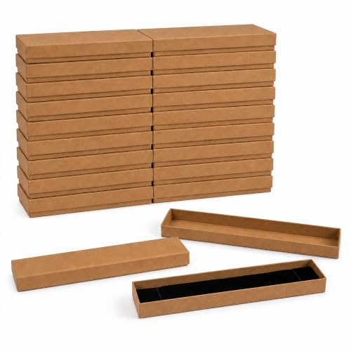 Emartbuy Set von 24 Braunes Quadrat Karton Schmuck Stift Schachtel, Geschenkbox für Jubiläen, Hochzeiten, Geburtstage Größe - 21 cm x 4 cm x 1.8 cm | Perfekt für Jubiläen, Hochzeiten, Geburtstage, Verlobungen und besondere Anlässe.