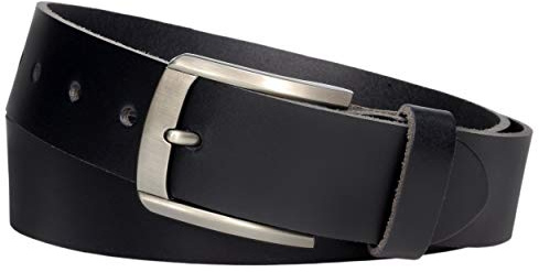 Vascavi ® Schwarzer Ledergürtel aus Rindleder, 4 cm breit und ca. 3-4mm stark, kürzbar, echt Leder, Made in Germany, für Damen und Herren #4-0008