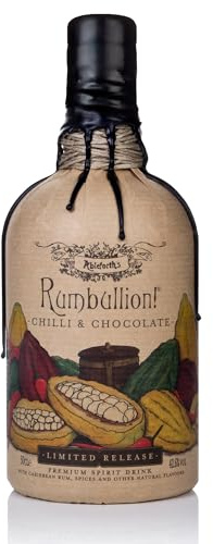 Rumbullion! Chilli and Chocolate, 50cl - 42.6 Percent ABV Spiced Rum Flavoured with Cocoa Nibs and Chipotle Chillies - Hand-Crafted Caribbean Rum Blended and Bottled in the UK