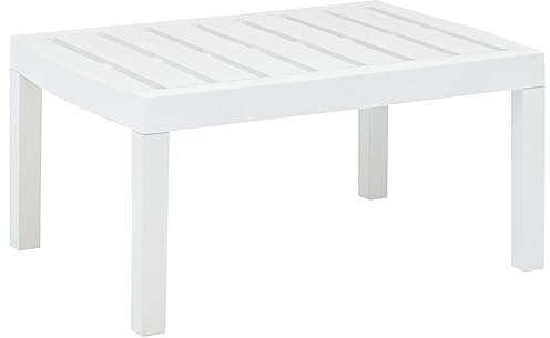 vidaXL Gartentisch Wetterbeständig Beistelltisch Teetisch Balkontisch Tisch Garten Couchtisch Kunststofftisch Weiß 78x55x38cm Kunststoff