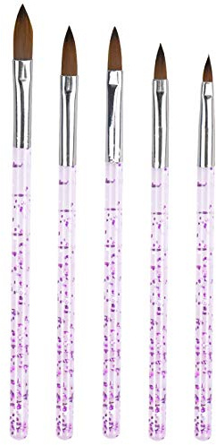 AvoDovA Lot de 5 pinceaux en acrylique pour ongles - Pinceaux pour ongles en gel - Pinceaux en acrylique - Pour le bricolage, l'art des ongles, la peinture, le salon et la maison