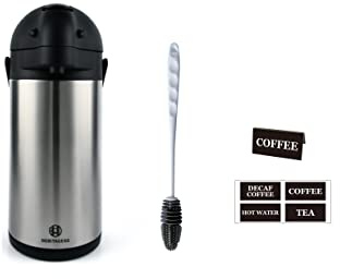 Heritage66 Stainless Steel Thermal Carafe Airpot - Large Beverage Dispenser Triple Wall Thermos Vacuum Insulated Keeping Hot Coffee, Tea, Water for 10 Hours (5Liter /170 OZ)