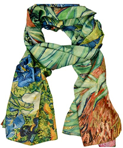 CANNCA Sciarpa da donna Foulard collo di seta con design artistico di pittori famosi, scialle lungo di qualità, giovane ed elegante per donna. Sciarpa grande. Foulard Complemento originale presentato