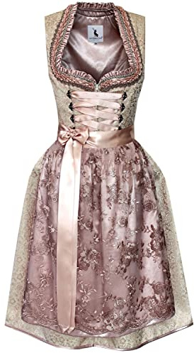 Alpenmärchen Midi Dirndl aus Exklusiver Kollektion inkl. Spitzenschürze Gr.32-54 - ALM937