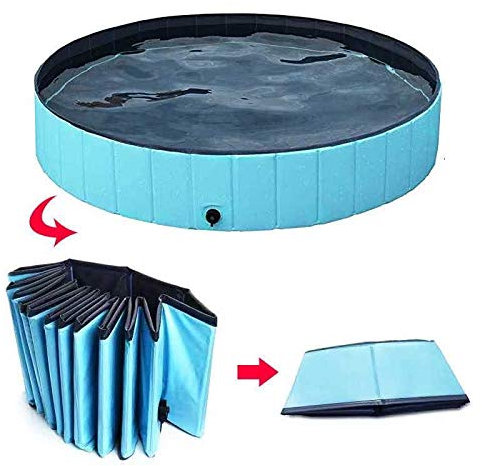 Dog Pool Foldable Paddling Pool for Dog Cats and Kids,Sturdy Pet Swimming Pool Large Bathing Pool For Garden Patio Bathroom& Indoor/Outdoor l (Small 80x20cm)