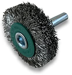 Brosse rotative circulaire métallique sur tige Ø 38 mm | Fil inox dur Ø 0,30 mm | Epaisseur 12 mm | 2 rangs | Pour perceuse ou visseuse à mandrin | Kibros 2638IT12
