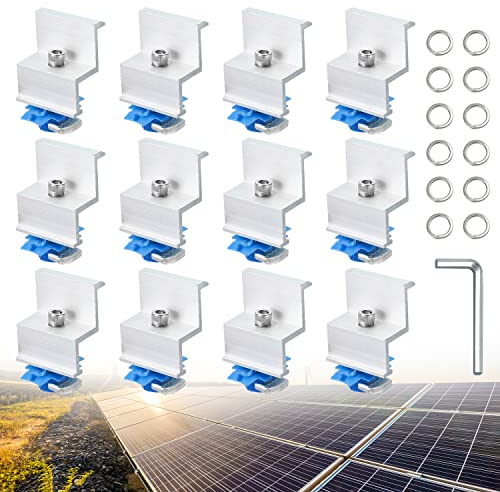 Abrazadera de extremo de aluminio PV paneles solares soporte de panel solar 12 unidades abrazadera final soporte de fijación para módulos solares para altura del módulo 35 mm
