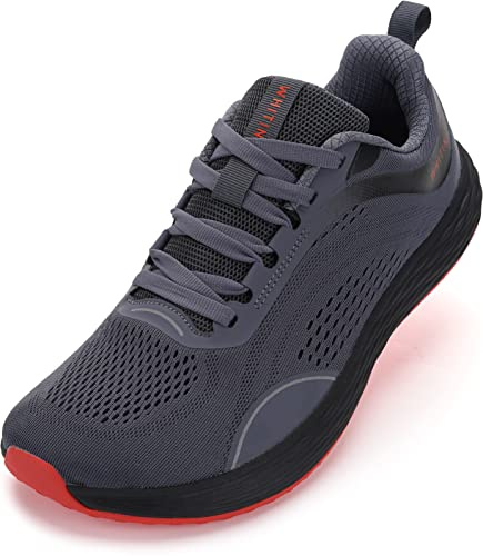 WHITIN Mens Wide Toe Box Zero Drop Road Running Shoes Width Zapatos De Correrfor Male Size 9.5 Stability Gym Sports Walking Workout Tennis Athletic Grey 43