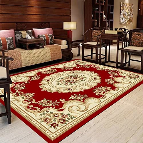 DJHWWD Auslegware Teppichboden tepiche Rechteckiger roter Teppich Esszimmerteppich Schlafzimmer Bodenmatte rutschfest Waschbare Teppiche 160X200CM