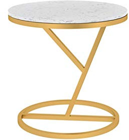 Nachttische, Kleiner runder Tisch aus Metall, einlagiger Couchtisch mit Marmor-Finish, Heimbüro, Empfangsraum, Sofa, Beistelltisch, Korbtisch (Farbe: B, Größe: 40 x 40 x 55 cm)