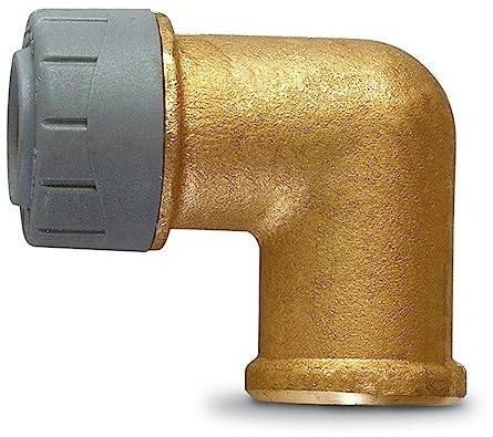 Accesorios de Instalación de polibutileno a presión sin herramienta. Para tuberías PB o cobre de agua fría, agua caliente, calefacción y bajo suelos (CODO 90° TUBO 22 mm ROSCA HEMBRA 3/4)