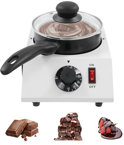 Non-stick Pot Aluminum Ceramic Electric Chocolate Melter Melting Machine 40w Warming Heater Tempering Pot 220V Adjust the Temperature of Chocolate for Melting Chocolate into Sauce 14×14×6.5 cm (1 pot)