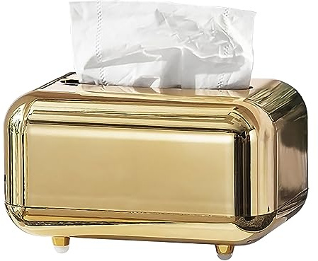 Cyrank Porta Fazzoletti, Porta Fazzoletti Decorativi Decorativi per Coperchi, Scatola Dispenser per Fazzoletti da Tavolo Moderna Elettrolitica per Tavolo da Scrivania(Oro)