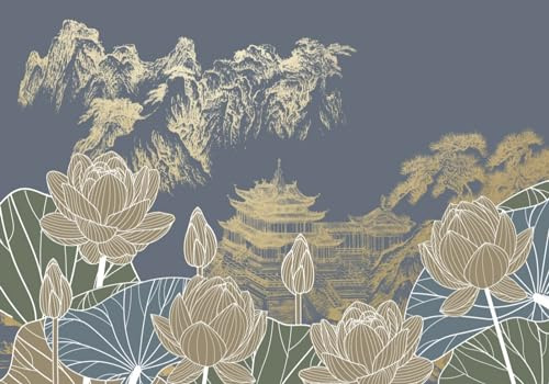 Fototapete Schlafzimmer Kinderzimmer 3D Tapeten 3D Effekt Wohnzimmer Gold Pinselstrich Vögel Und Blumen Lotos Linien Wandposter Xxl Waterfall Weiß Grau Blumen Wald Natur Mustertapete